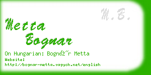 metta bognar business card